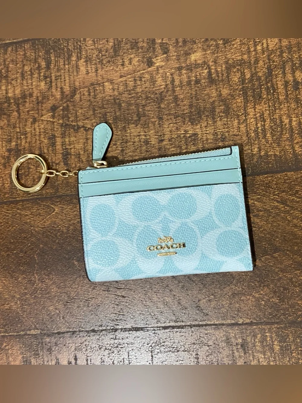 Coach Mini Skinny ID Wallet Light Blue in Signsture Canvas